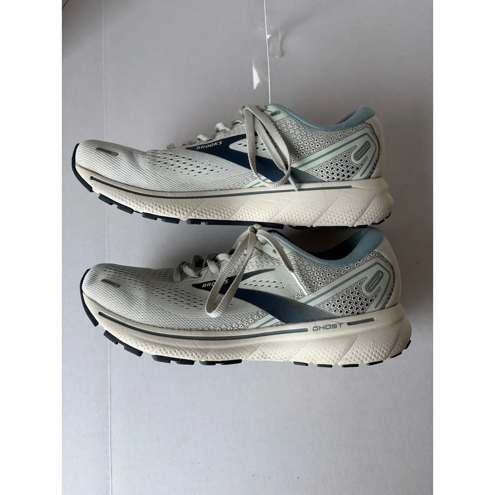 Brooks Ghost 14 Womens Running Shoes Oyster Yucca Blue Fog 1203561B317 Size 9.5